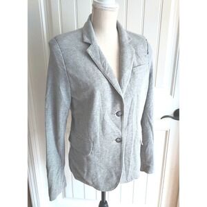 Kamali‎ Womens Gray Cotton Blend Blazer Jacket Long Sleeve Button Front Casual
